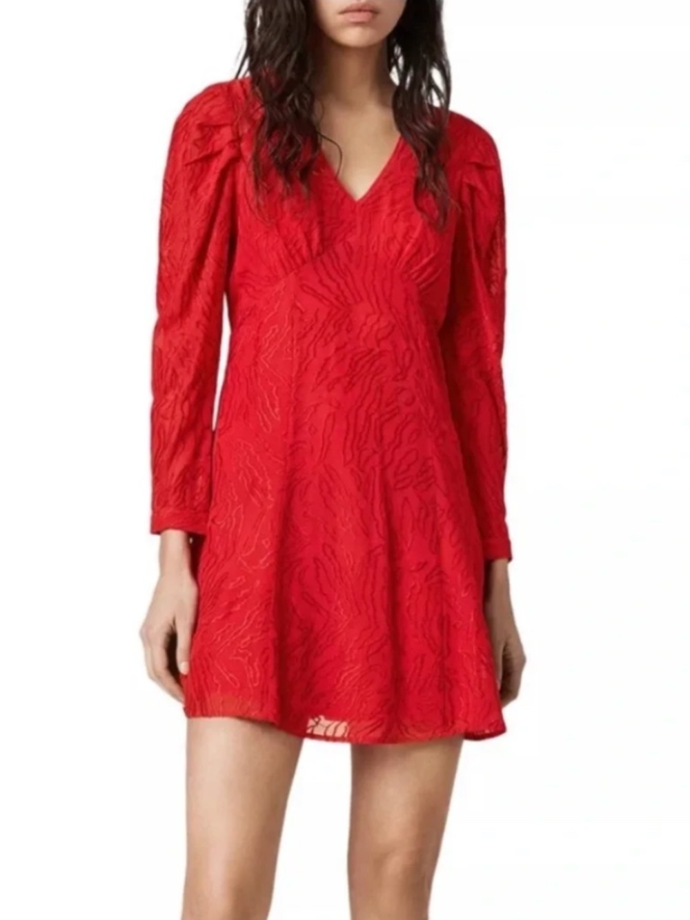 All Saints Rosi Ani Embroidered Red Shift Dress Size 4 (NWT)